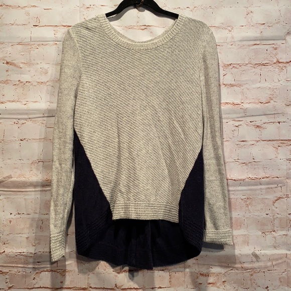 Madewell back zip hi low pullover sweater M grey - Picture 1 of 11